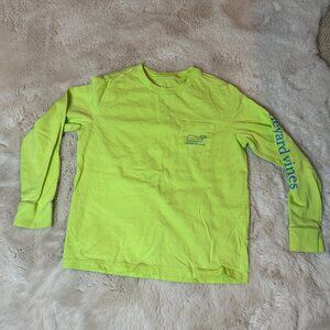 Vineyard Vines Shirt Youth 7 Long Sleeve Green Pocket Comfort